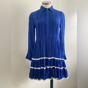 Chic Royal Blue Long Sleeve Dress, Small